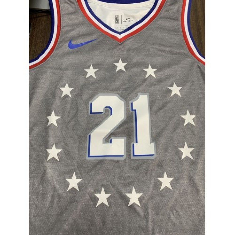 Men's Philadelphia 76ers Joel Embiid #21 Gray Swingman Jersey - City Edition-Pro Kit Vault | Brand New 26/27 Sports Jerseys